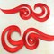 Red Swirl Embroidered Iron-On Applique Pair 9" for Costumes and Gowns